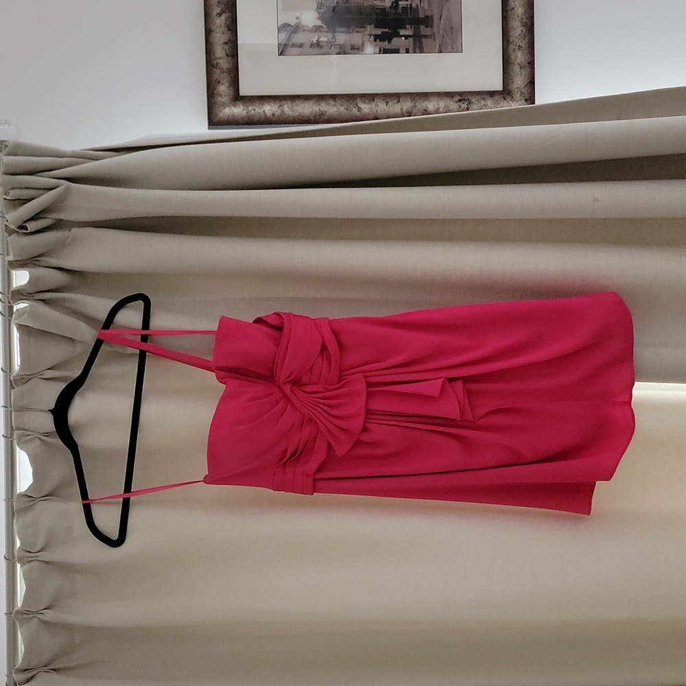 BCBGMAXAZRIA 04 small pink formal cocktail bridesmaid mini dress silky
